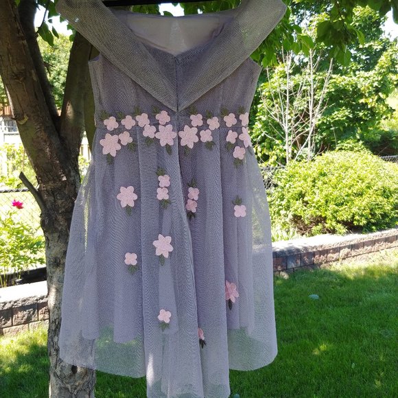 Off shoulder Floral Mesh Bardot Skater Dress - Picture 13 of 16